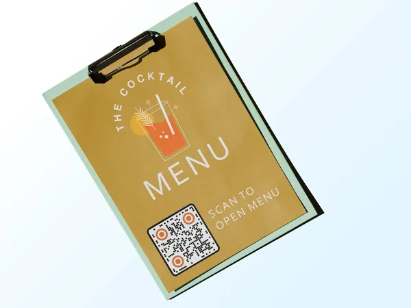 QR code on a table in a restaurant